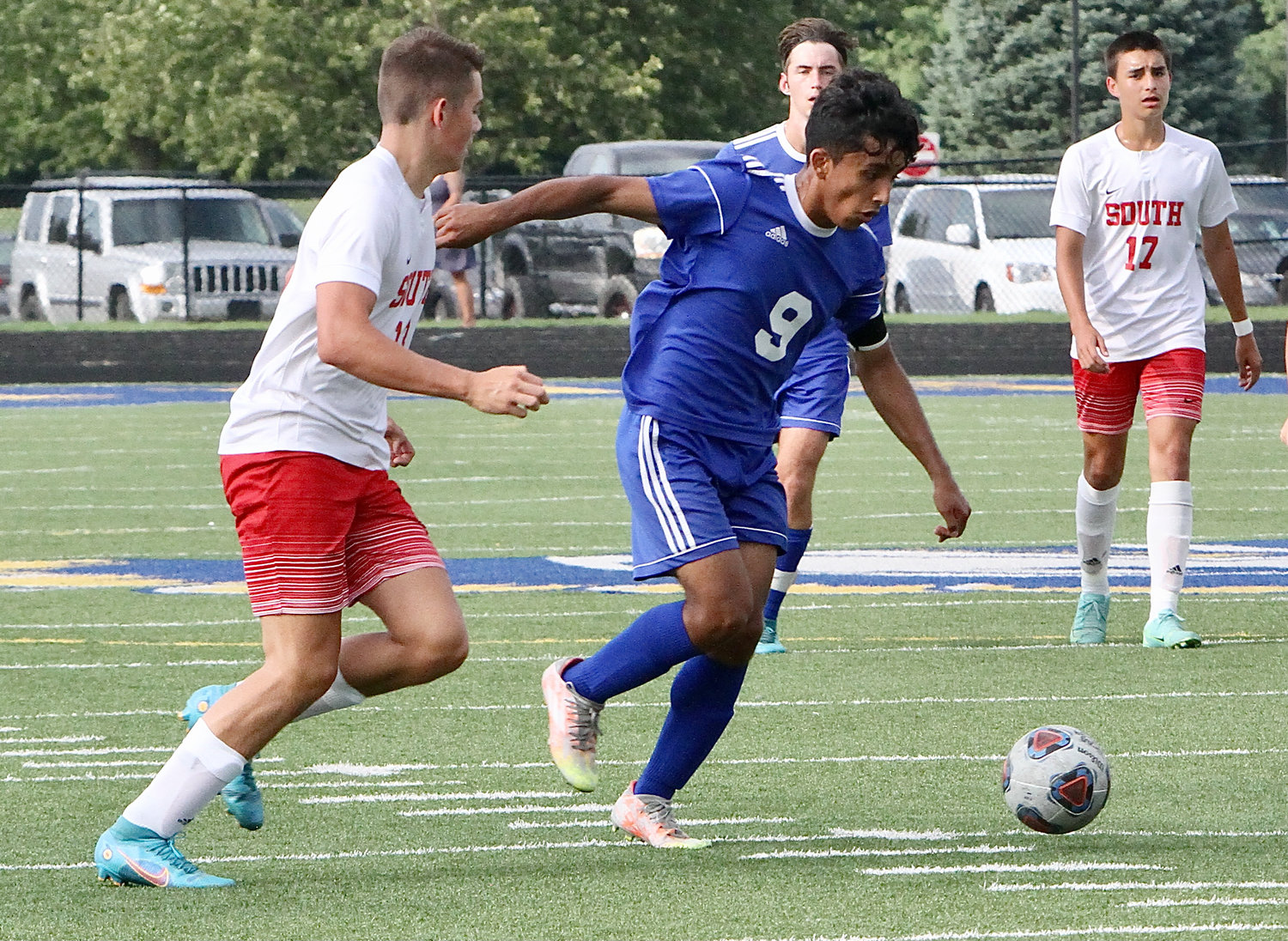 Junior Patrick Corado scores four goals for the Athenians in their 10-0 win over county rival Southmont on Thursday.
