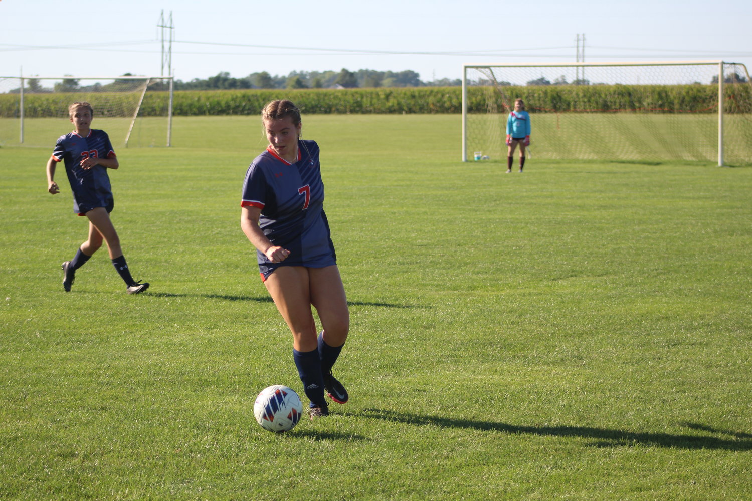 Charger Sophomore Madison Vance helps anchor the back line of the North Montgomery defense.