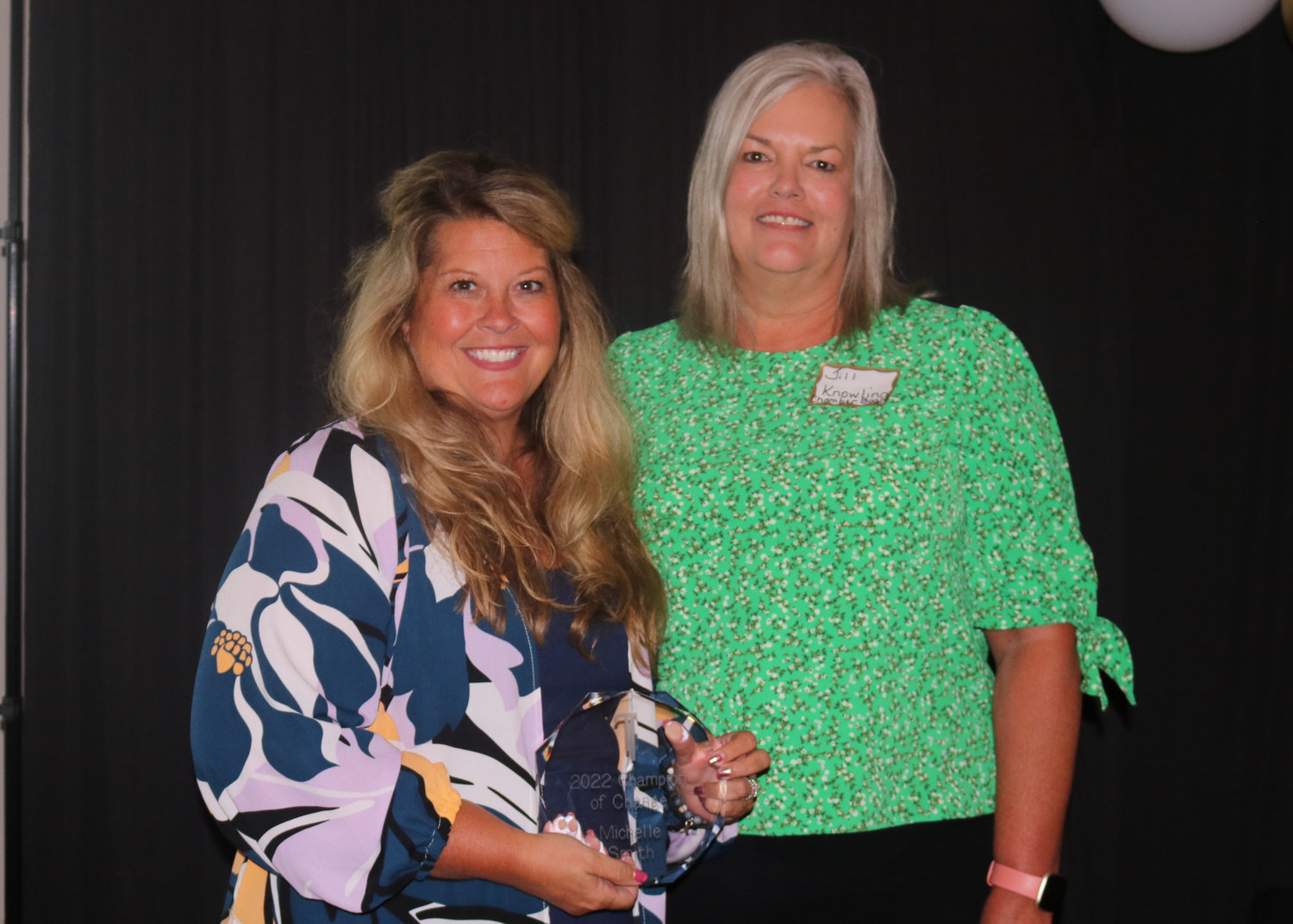 Michelle Smith, left, of Abilities Services Inc. was named the Champion of Change. She is pictured with Jill Knowling.