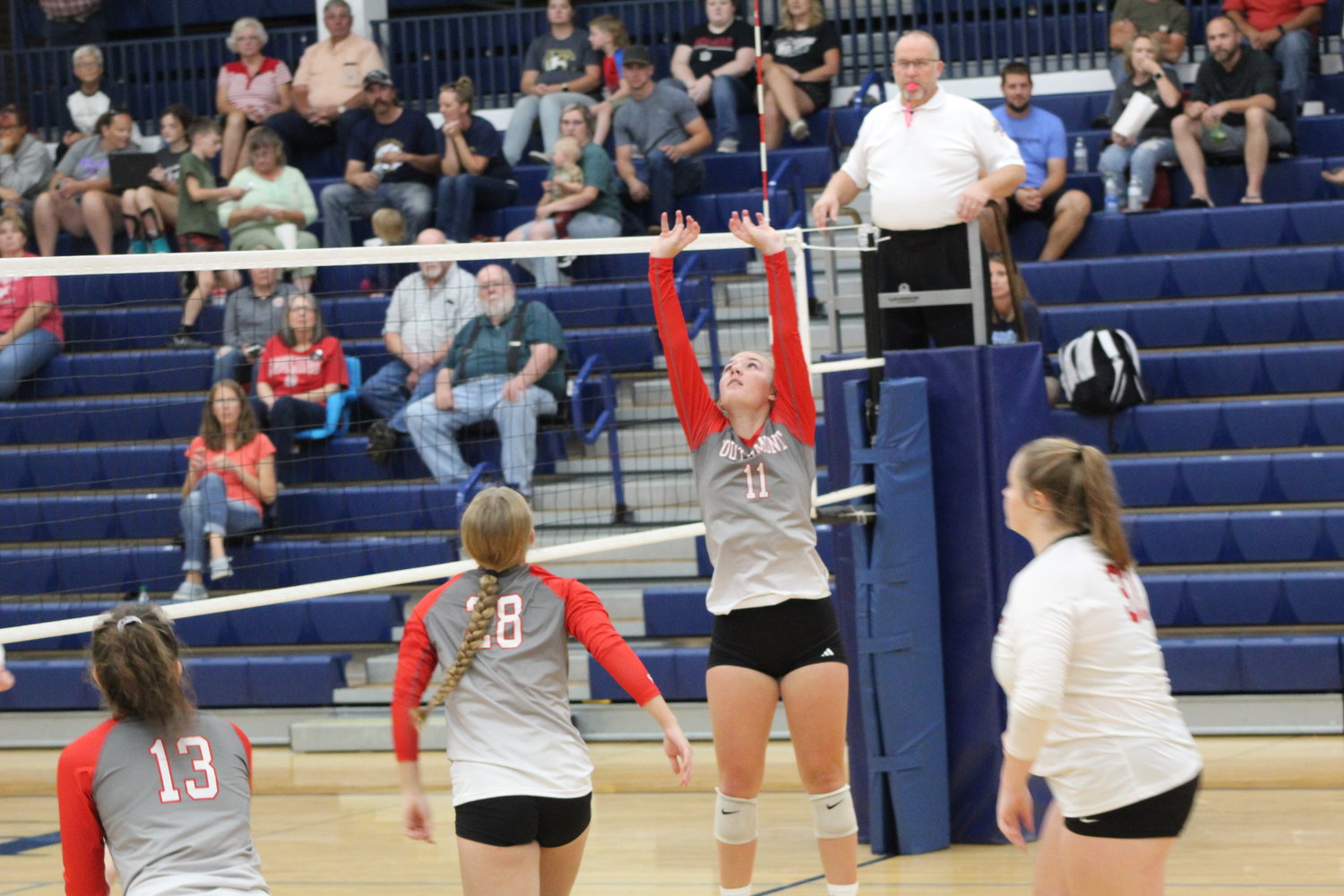 Sophomore setter Mallory Mason sets up the Mounties for a kill during their three set win over Fountain Central on Thursday.