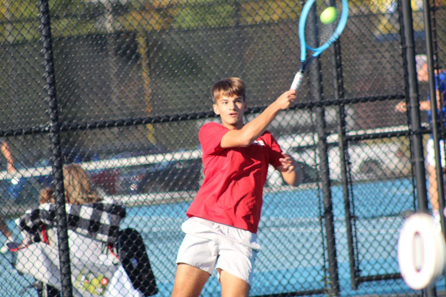 Southmont's Adam Cox continued his unblemished senior season by improving to 20-0 with a win over Seeger's Thomas Lemming.