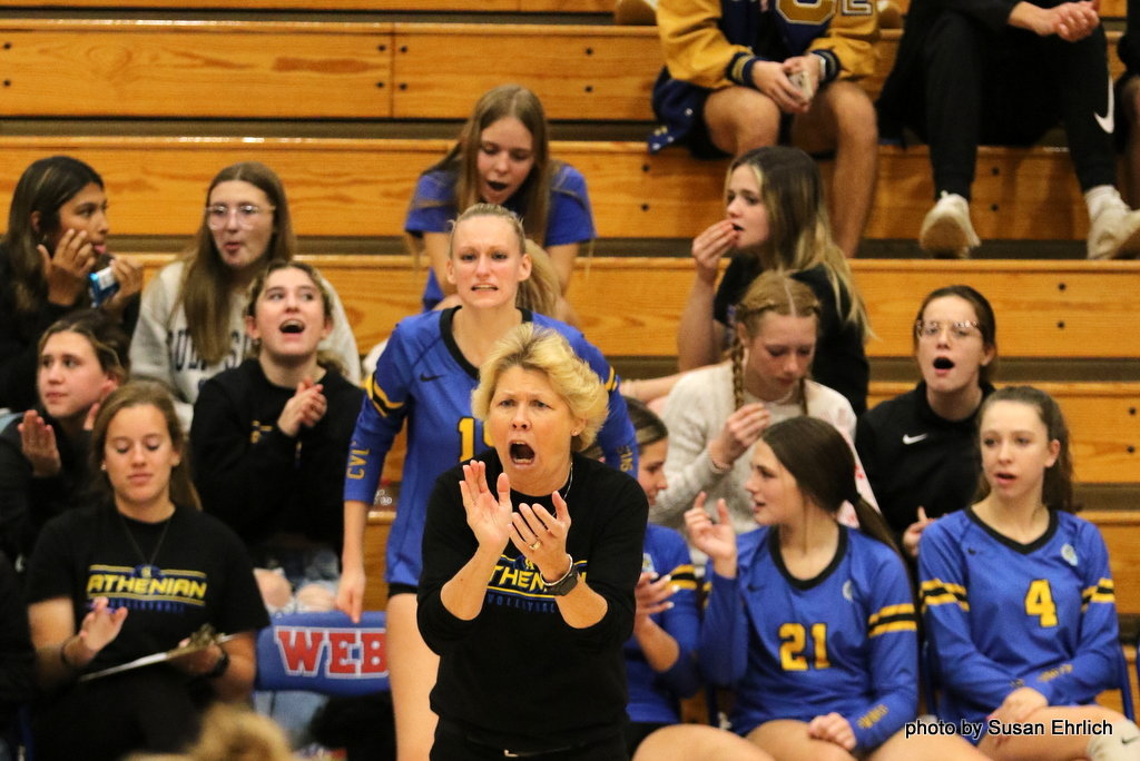 Crawfordsville coach Kelly Johnson is coaching in her final sectional and was fired up after the Athenians rallied from down 2-1 to defeat Danville.