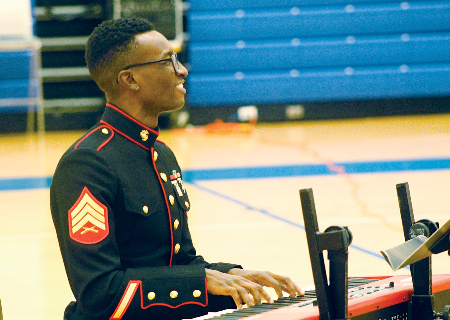 Sgt. Ronald Joseph and his skills on the the keyboard allowed the band to have a smooth accompaniment to their performance.
