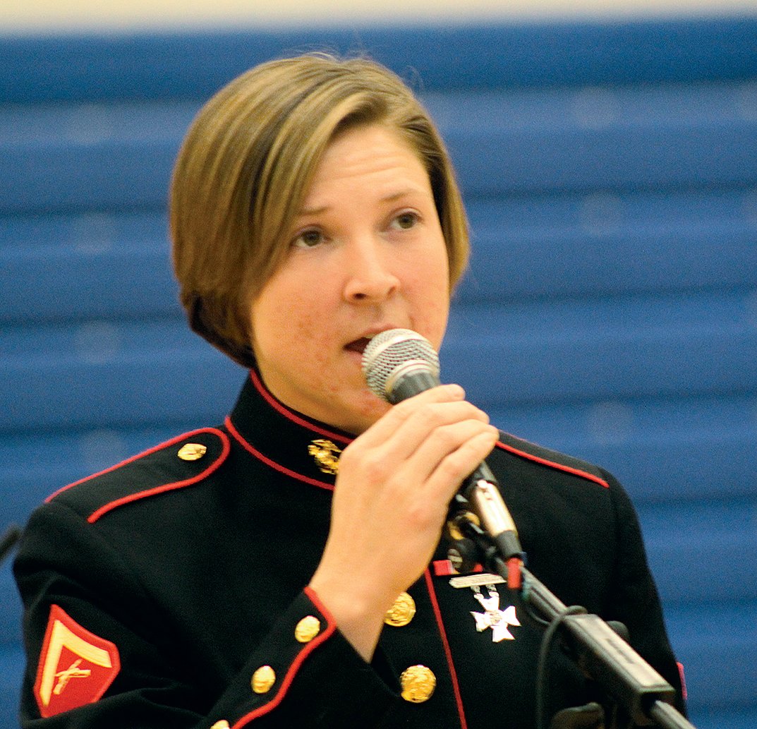 Lance Cpl. Amanda Sealock charmed the crowd as the band performed multiple Latin-inspired pieces.