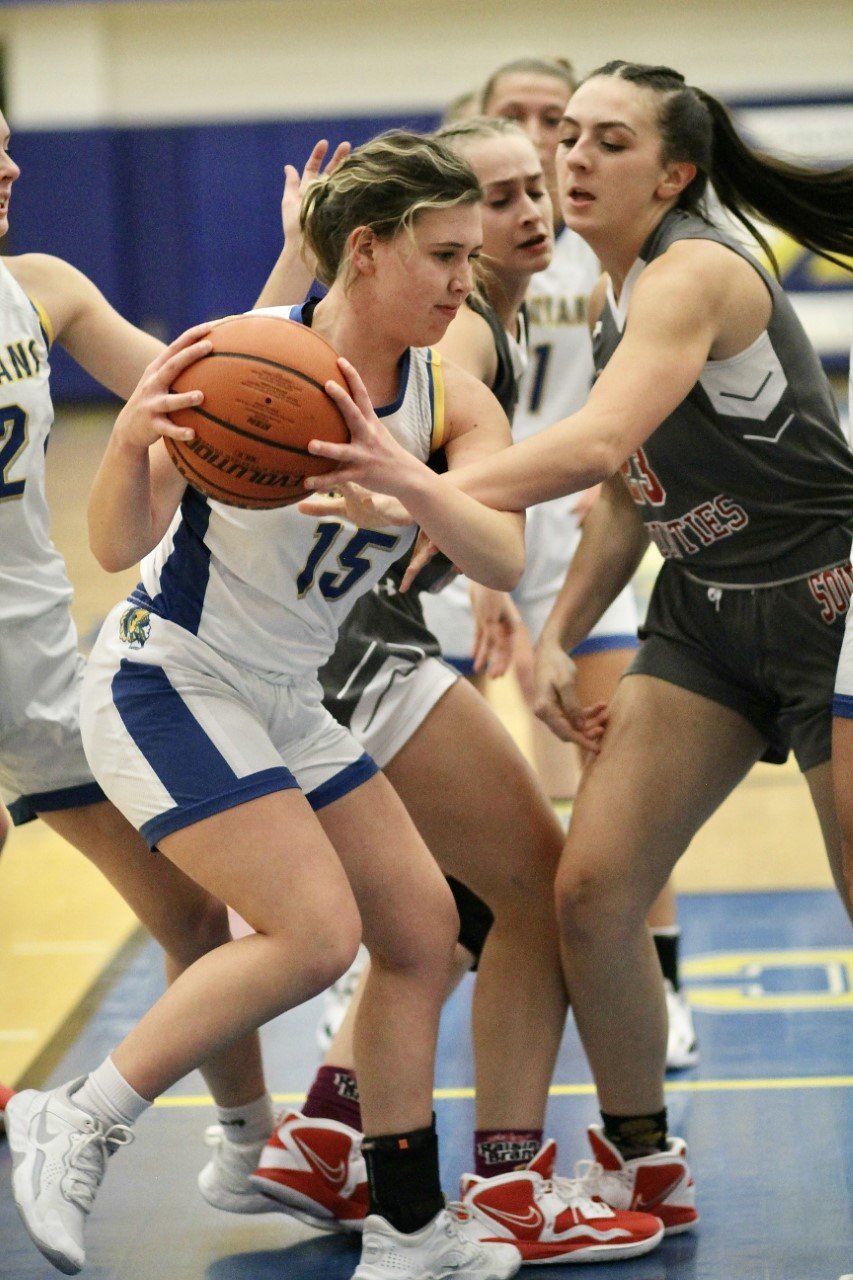 Addie Hodges drives to the basket for Crawfordsville.