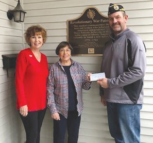 Each November the Dorothy Q Chapter of NSDAR makes donations to veteran organizations. This year, a check was presented to Kevin Cobb to be added to the Veterans Assistance Fund for Montgomery County’s Disabled American Veterans, DAV Chapter 103. The Dorothy Q Chapter, chartered in January 1898 in Crawfordsville, has been supporting patriotism, education, and historic preservation for 125 years. Pictured, from left, are Michele Borden, Regent of Dorothy Q Chapter NSDAR, Rachel Brown, chapter treasurer, and Cobb, commander of the local DAV chapter.