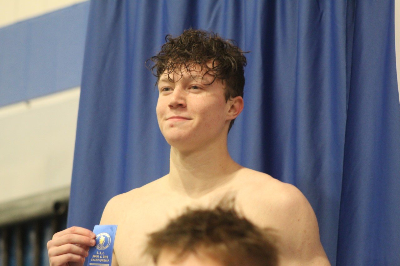 Crawfordsville’s Whitman Horton had a dominant day in the pool breaking the conference, pool, and school record in the 100 backstroke as he helped Crawfordsville earn a second place finish at the SAC Meet.