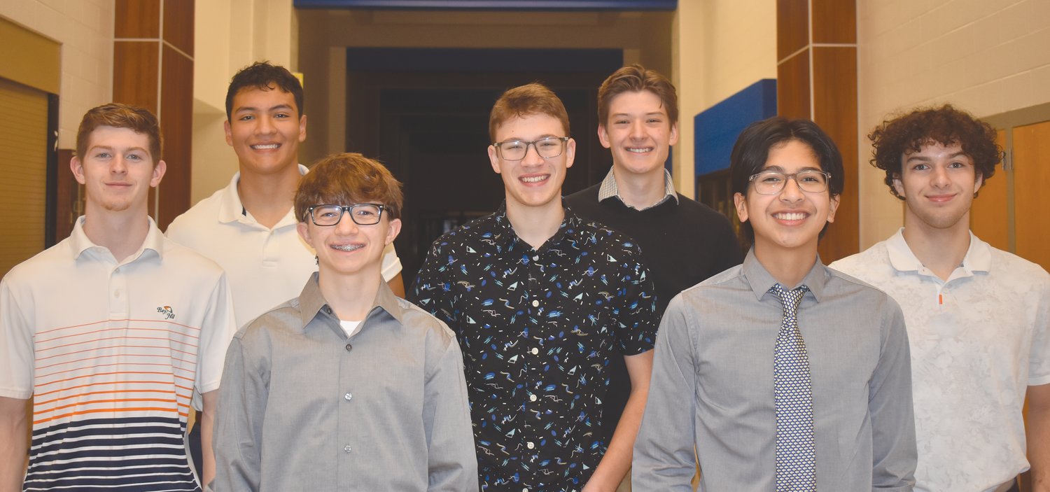 Crawfordsville High School 2023 Snowcoming King candidates and attendants are, from left, senior king candidates Isaac Rogers and Antonio Madrigal, sophomore attendant Cole Capper, junior attendant James Murphy, senior king candidate Roman Contreras, freshman attendant Jayden Callejas and senior king candidate Calvin Dittmar. Snowcoming is Friday. The king will be crowned prior to the varsity basketball game with Fountain Central..
