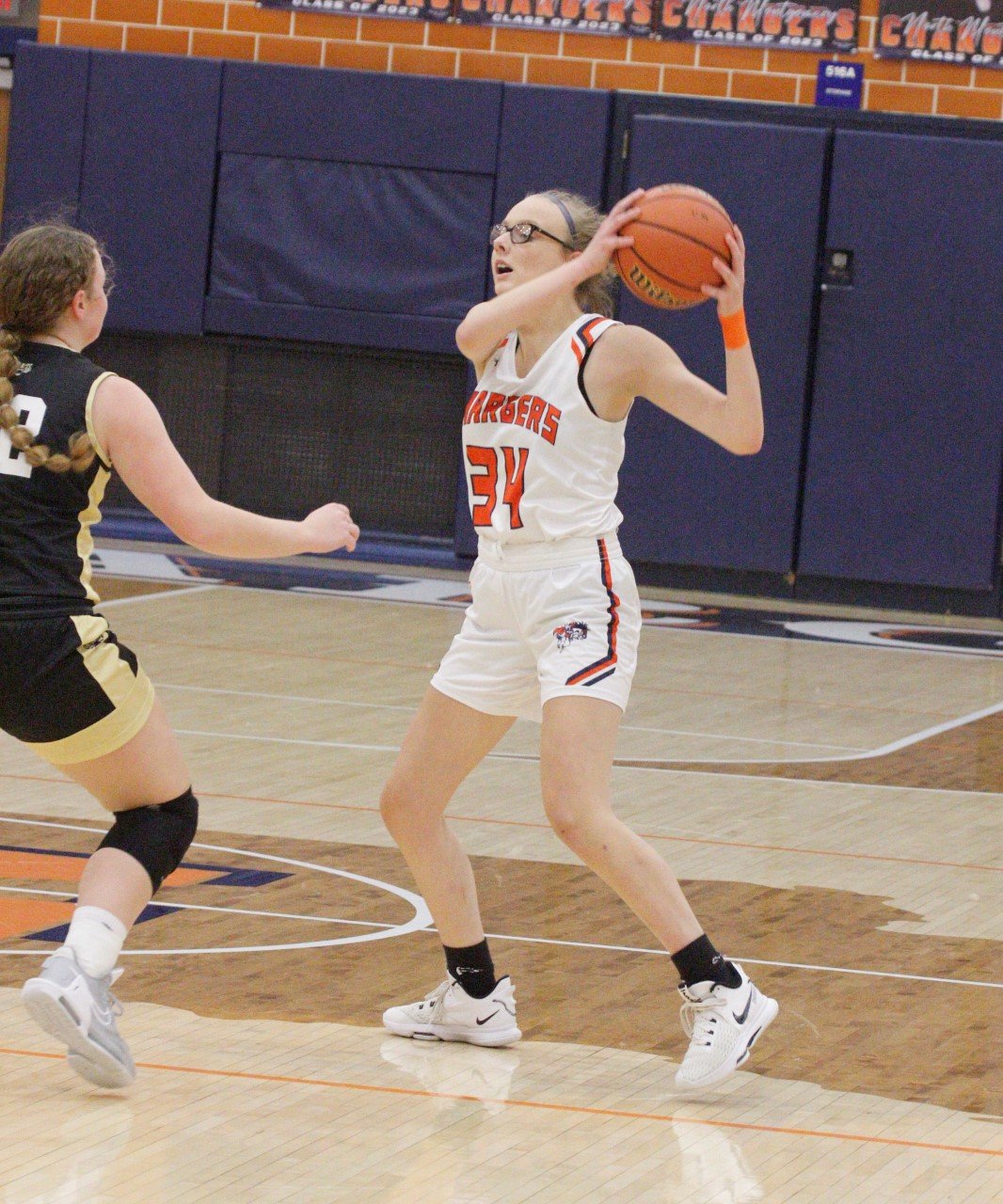 Madison Banta was one of three North Montgomery seniors that were honored on Friday night as 
Jadelyn Phillips, Maely Gaskin, and Banta all played their final home game of the Charger careers.