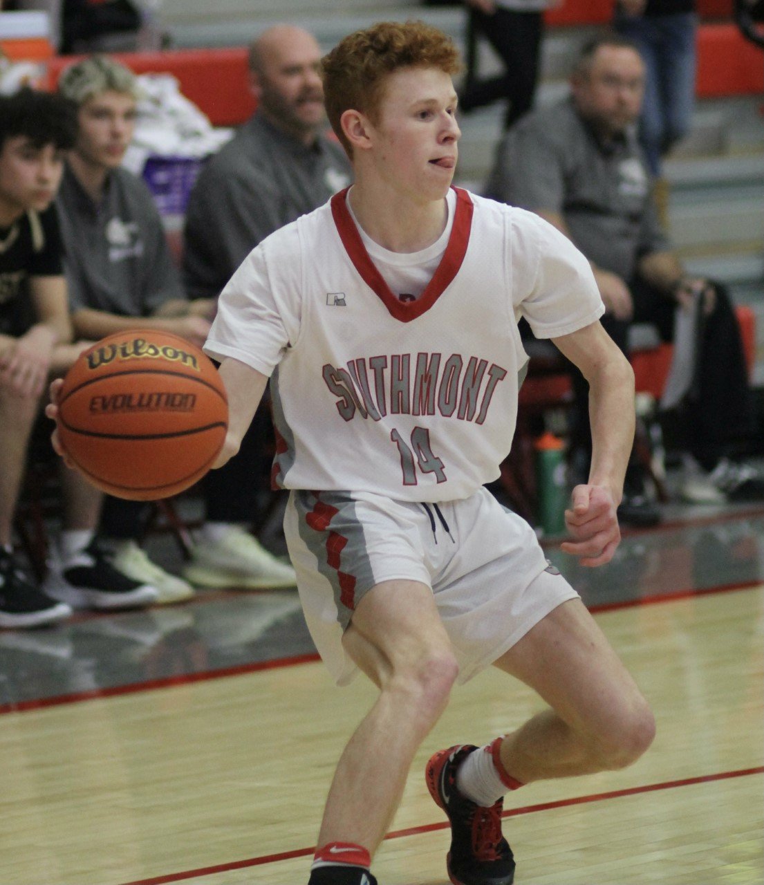 Southmont senior point guard Hayden Hess scored a career-high 20 points to help lead the Mounties to a season-opening county and conference win over North Montgomery 50-42.