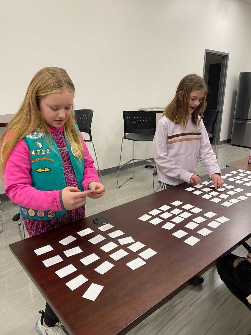 A matching game helps scouts learn the products.