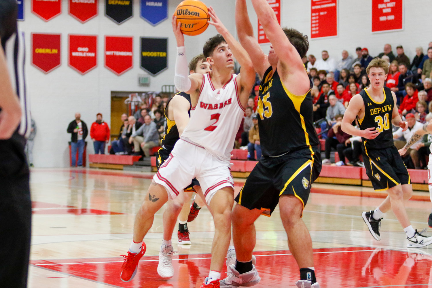 Sophomore Vinny Buccilla tied his career high with 25 points to help lead Wabash to an 89-79 win over their rival DePauw on Wednesday night in front of electric crowd at Chadwick Court.