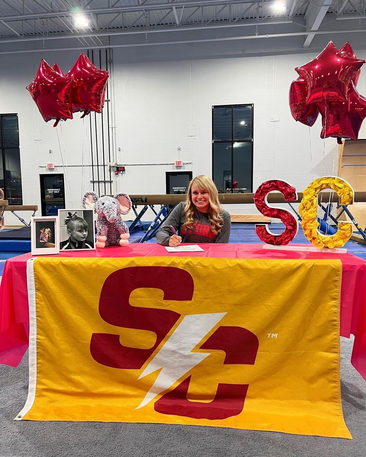 Crawfordsville senior Abbie Lain officially signed with Simpson college in Iowa to continue her gymnastics career while majoring in pre-dentistry. Abbie has won multiple state championships in her club career and has been to Nationals twice. She was named to the Premier Team last year for the National Gymnastics. Her freshman year at Crawfordsville, she broke all five school records on her way to qualifying for the Regional. Abbie 
currently competes for Fusion Gymnastics in Brownsburg and is coached by Heather Stevens.