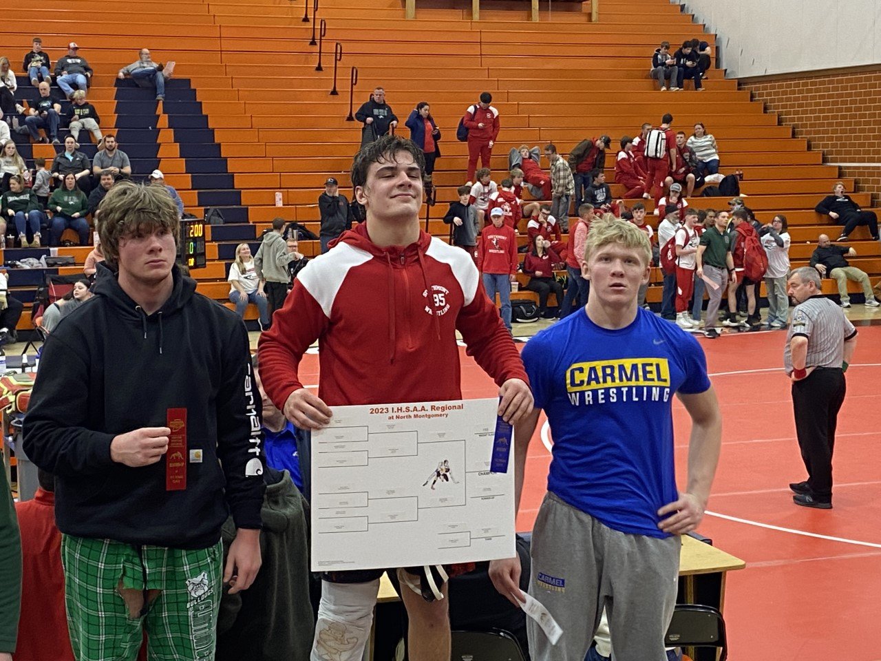 Southmont’s Wyatt Woodall continued his undefeated season Saturday on his way to the Regional title at 195 lbs. Woodall now sits at 35-0 on the season.