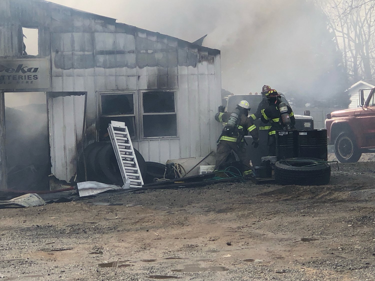 Firefighters from at least three departments are on the scene of a structure fire in the 100 block of East Wabash Street in Wingate. The fire was reported about 10:45 a.m. Wednesday at Bane Auto.