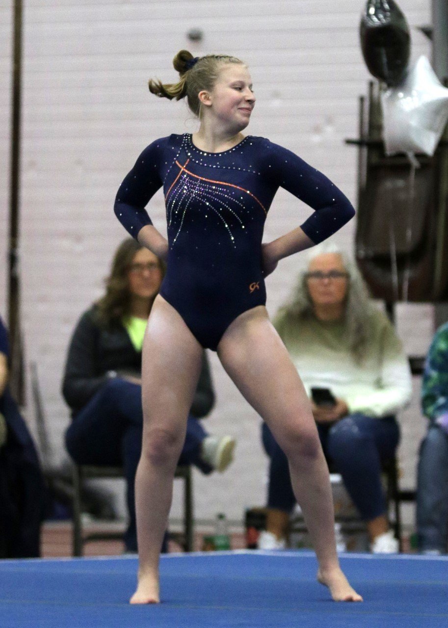 North Montgomery senior Jadelyn Phillips was all smiles during her floor routine.