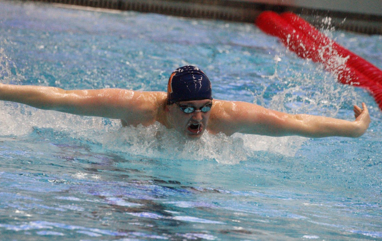 North Montgomery's Jamason Burget capped off his swim career by swimming in the 100 butterfly at the State Finals.