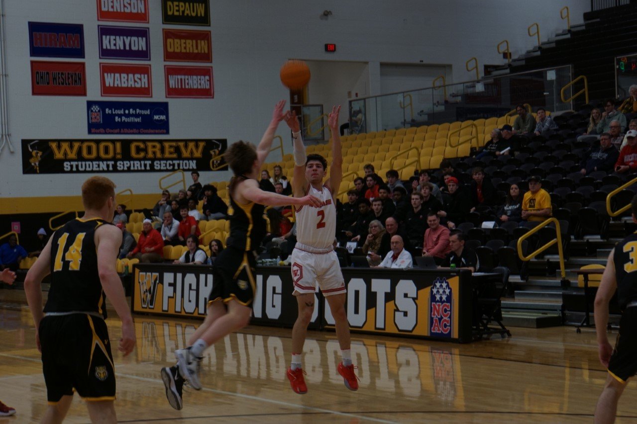 Vinny Buccilla lines up a three for Wabash during their 75-67 win over rival DePauw as the Little Giants punched their ticket to the NCAC Championship game.