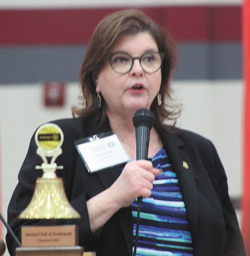 Jennifer Stansfield, a North Montgomery graduate and Central Indiana Rotary District President, was guest speaker at the Interact Club luncheon Wednesday at Southmont High School.