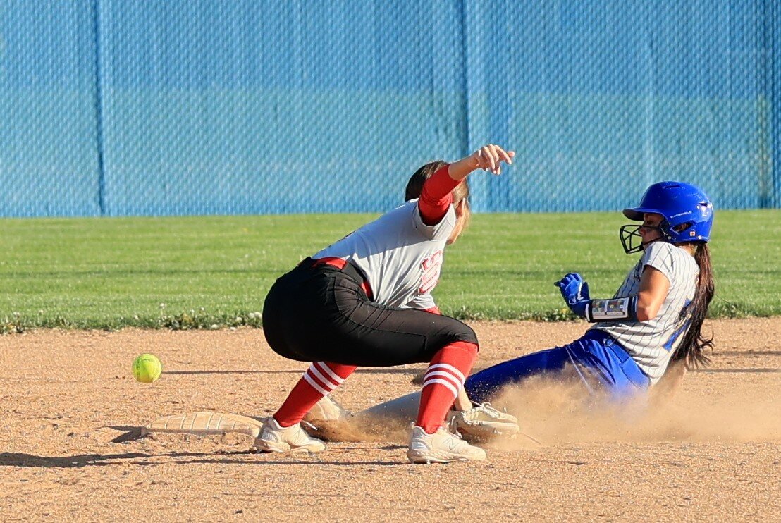 Jessica Tribble slides into second base as the senior tallied four RBI's for CHS.