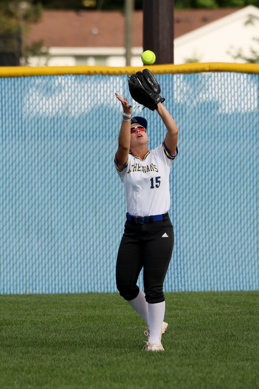 Addie Hodges snags a fly ball out in left field for CHS.