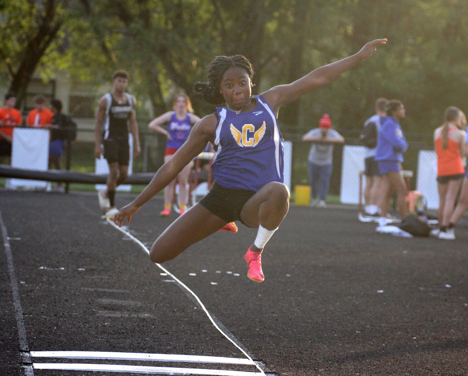 Crawfordsville sophomore Na'arah Byard claimed a pair fo SAC titles in the long jump and the was the final leg of the 4x400 relay for CHS.