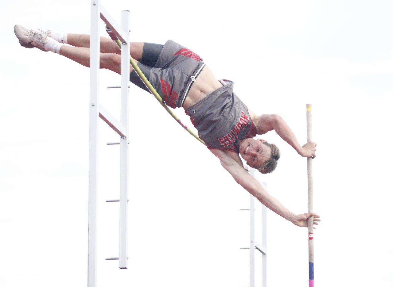 Southmont's Tyler Petroski was all smiles Thursday as he took home the SAC title in the boys pole vault