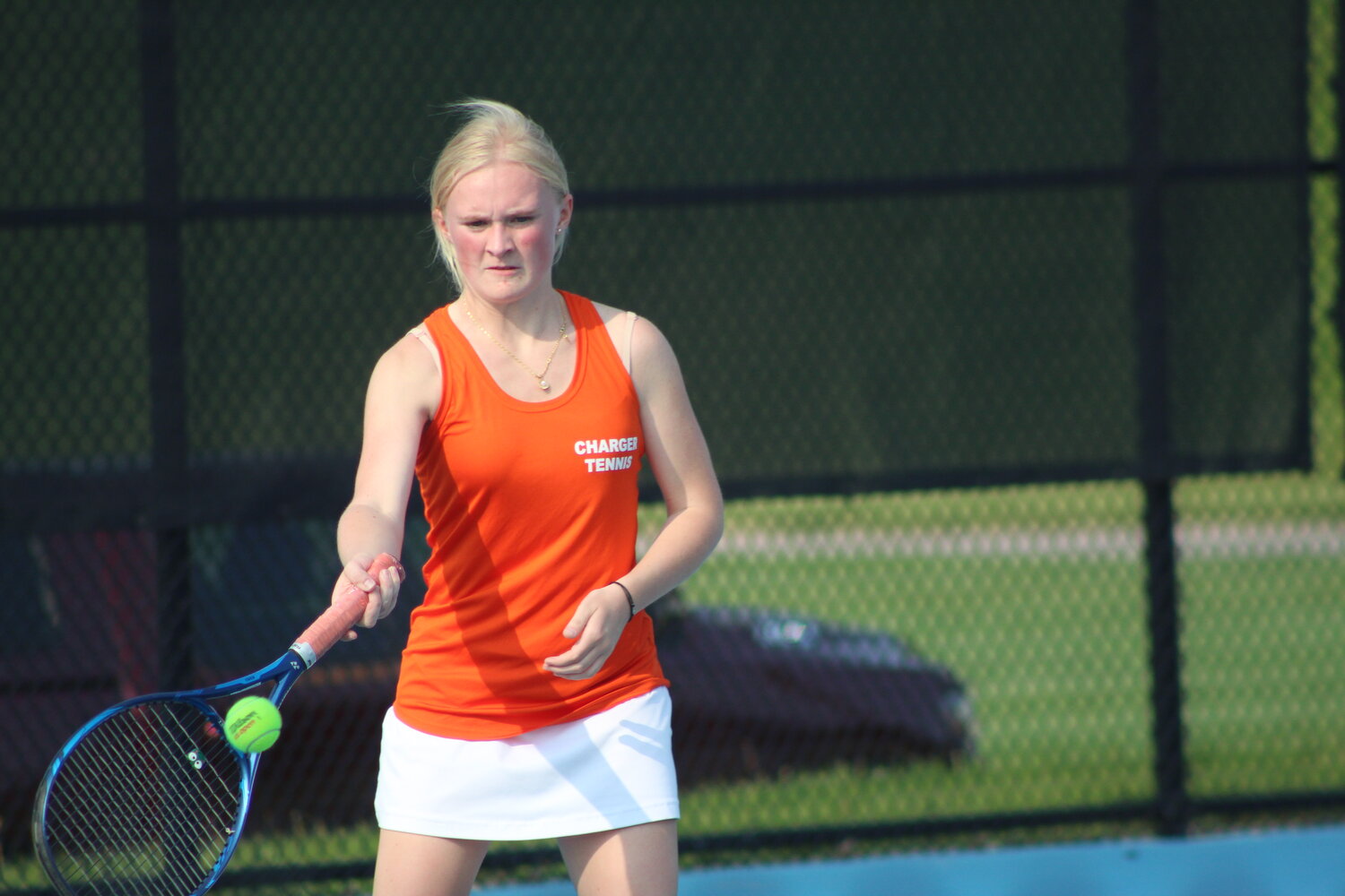 Paige Hudson won her match at one singles.