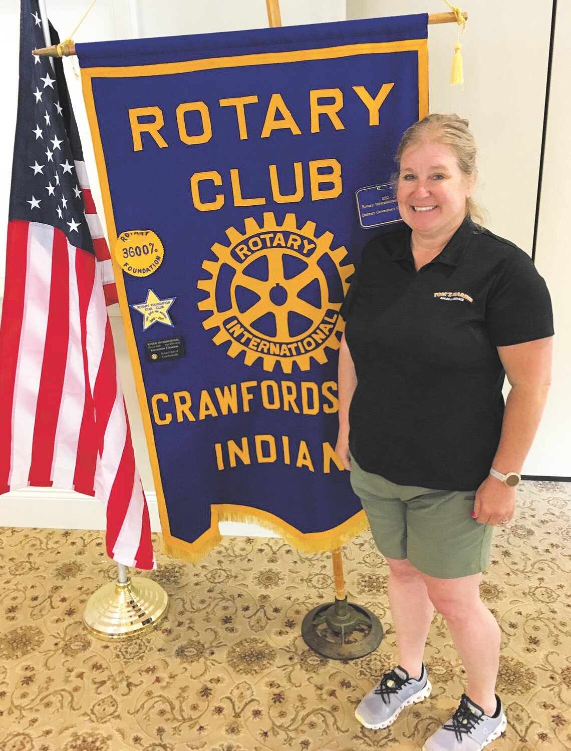 Lori Shaver, owner of Ironman Raceway located near C.R. 200 and State Road 47, spoke to the Crawfordsville Rotary Club. She said the first race was held in 1996. The race was cross country and had ATVS and bikes racing for the prizes. August and October are the months with the largest races. In October, the Ironman Race draws racers from all across the United States. A visit to the raceway is a great way to spend time in the outdoors and enjoy the races.