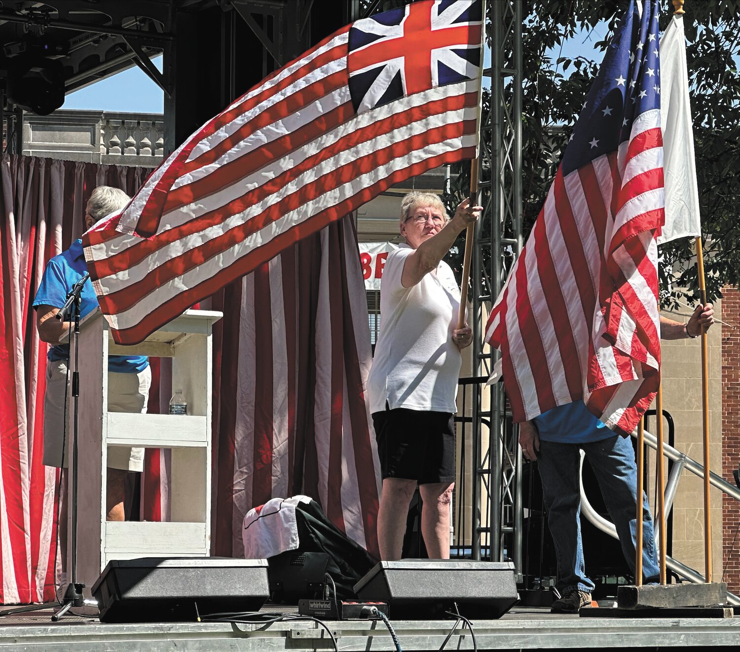 Members of the Elks condust a flag ceremony to open the annual Crawfordsville Strawberry Festival.
