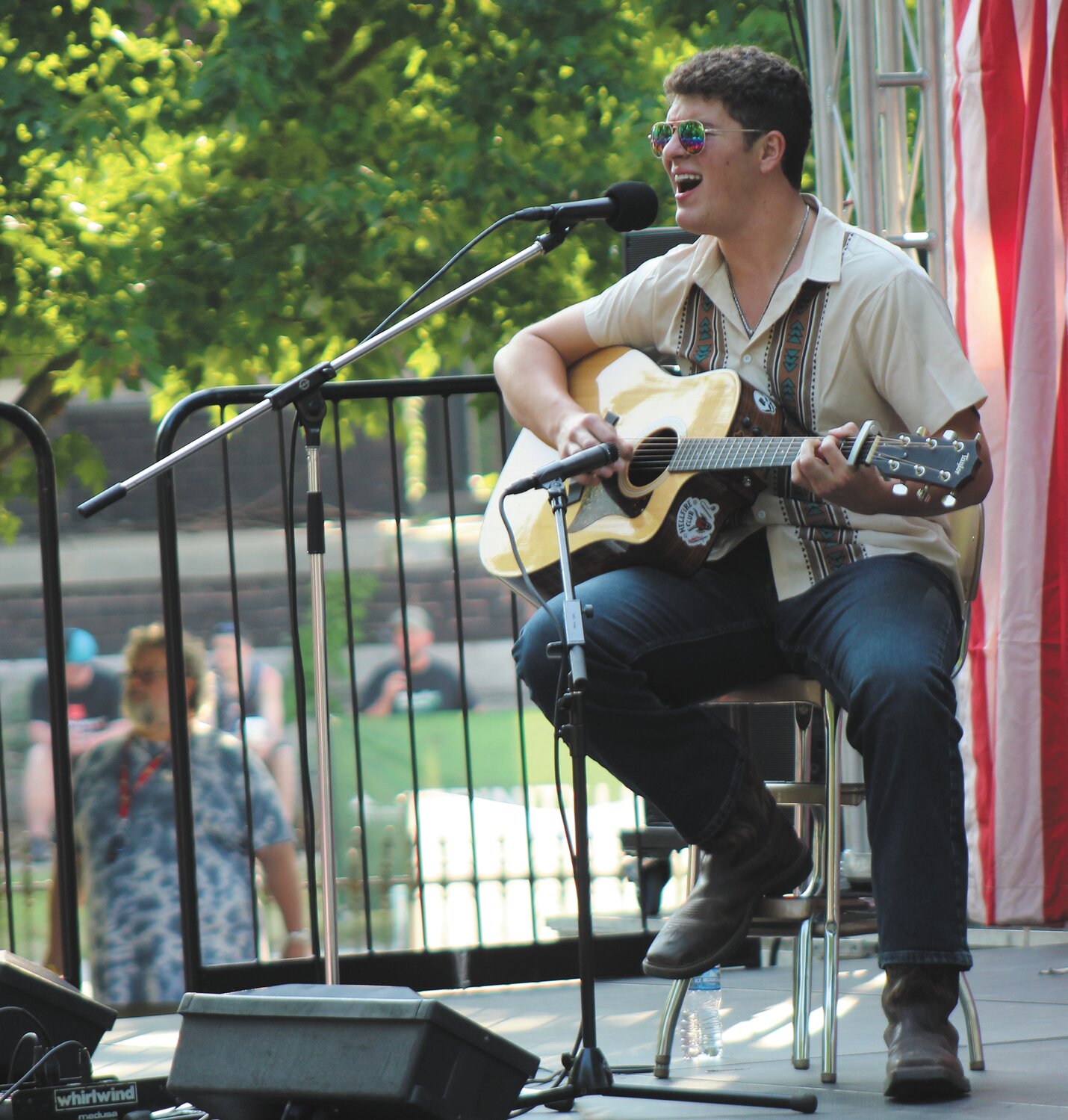 Waylon Gomez performs Friday for the Crawfordsville Strawberry Festival crowd.