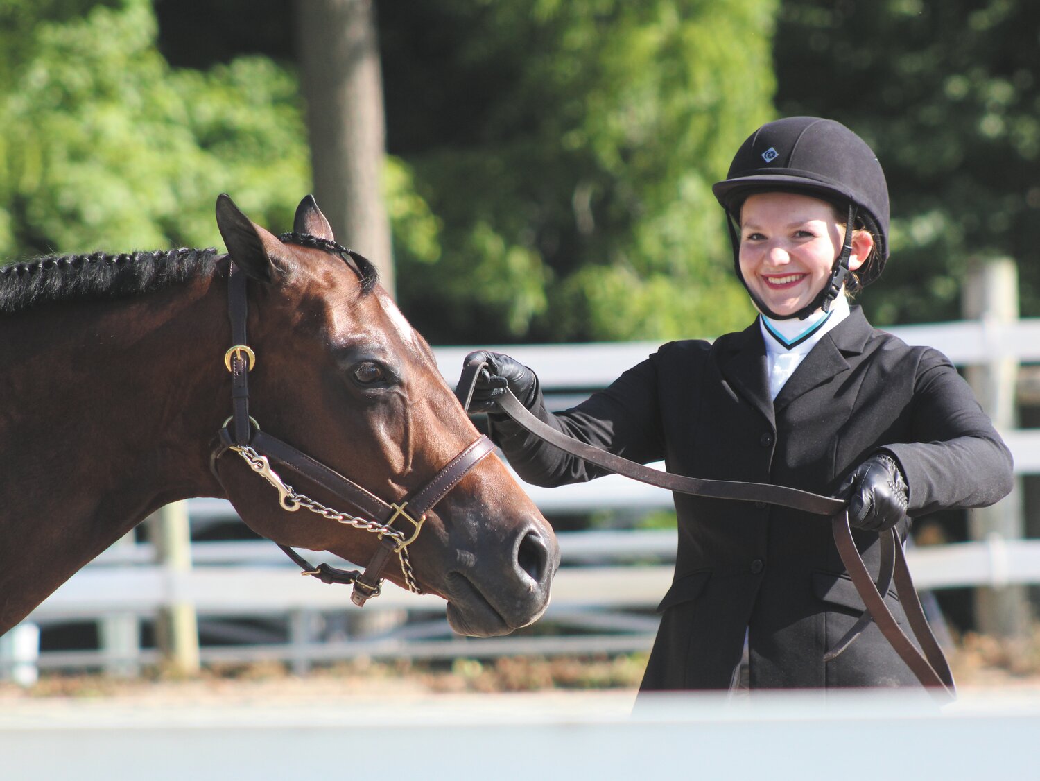 Hailey Halsey participates in the English Horse Show on Friday at the Montgomery County 4-H Fair.