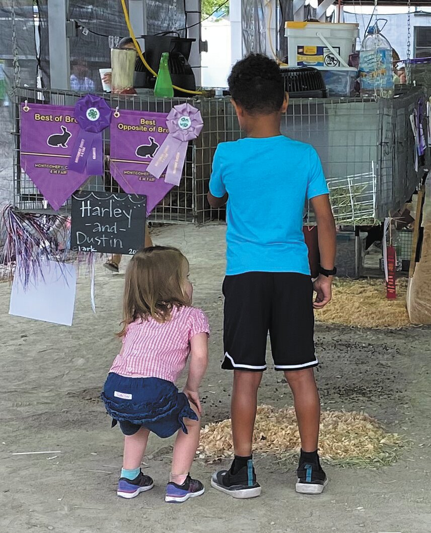 Visitors explore the barns at the Montgomery County Fairgrounds.