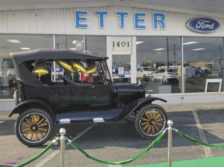 A Ford Model T was on display during the company's 100th anniversary celebration.