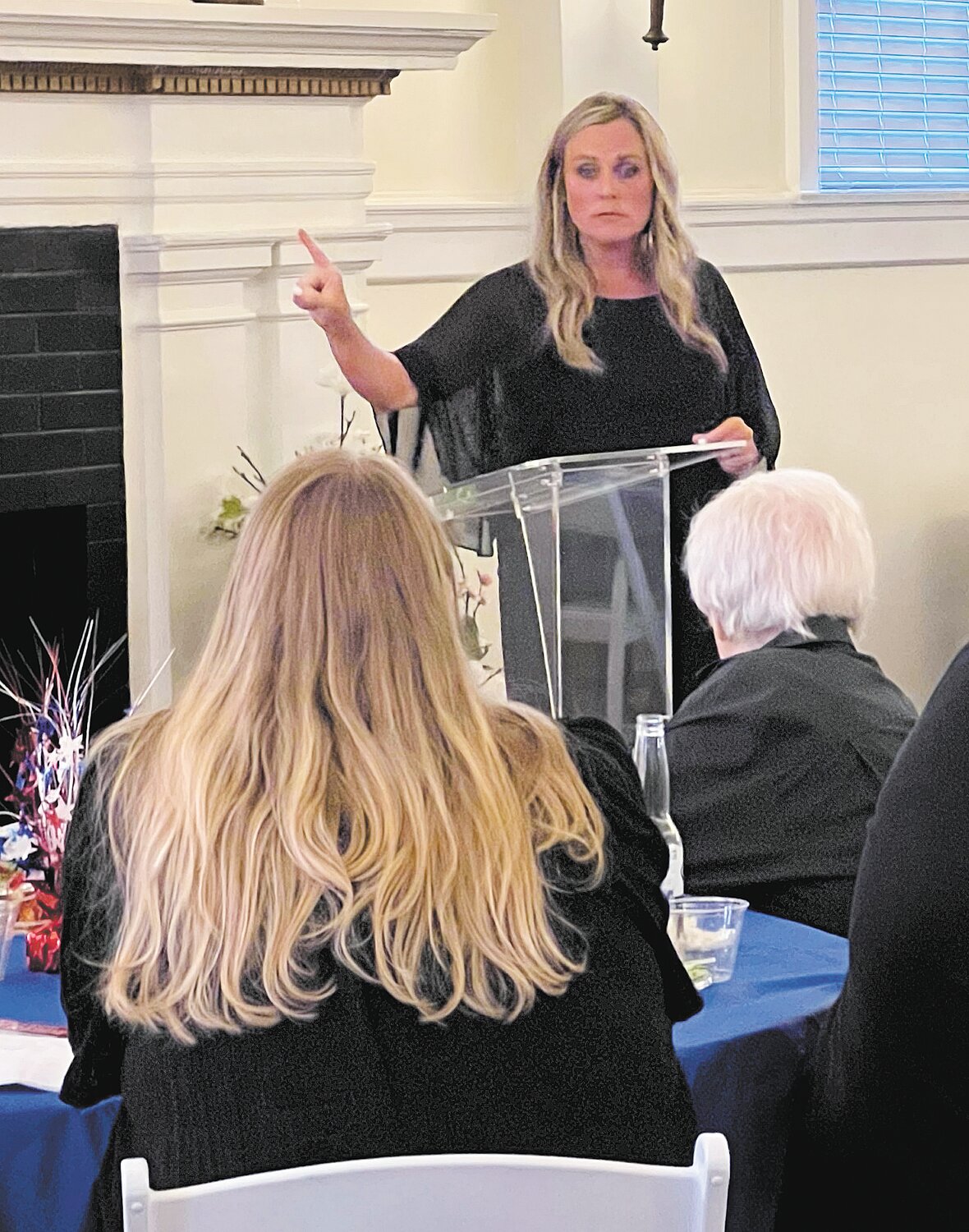 Indiana gubernatorial candidate Jennifer McCormick speaks Wednesday at the Montgomery County Democrat Party annual dinner at the Masonic Cornerstone Event Center.