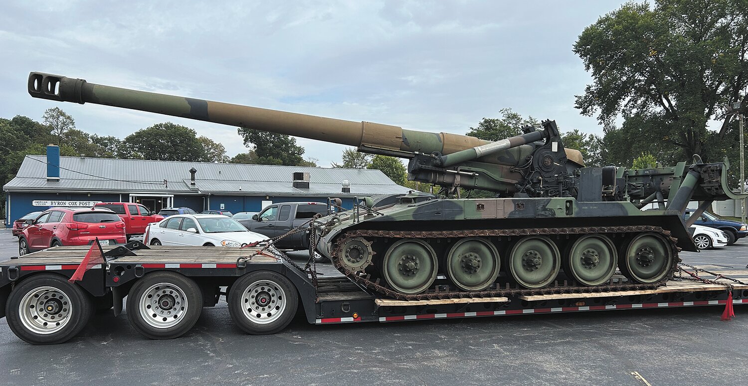 An M110 Howitzer arrived this past week for placement in the Veterans Memorial Park.