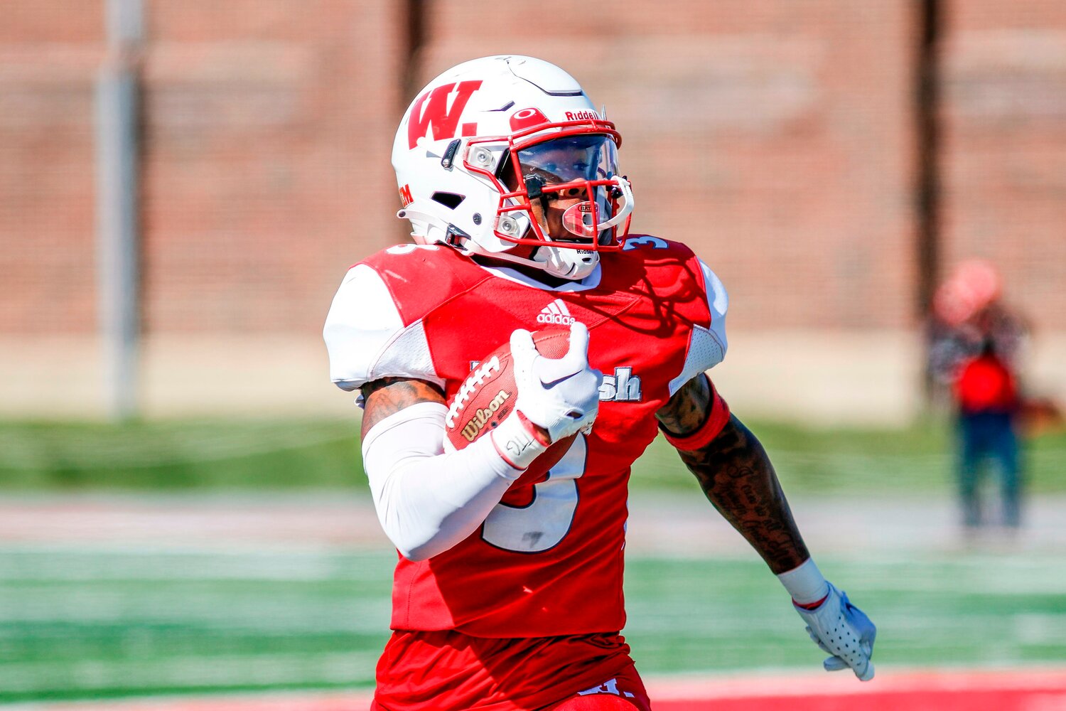 Derek Allen Jr. hauled in 11 catches for 185 yards and a pair of TD's in the 45-35 Wabash win.