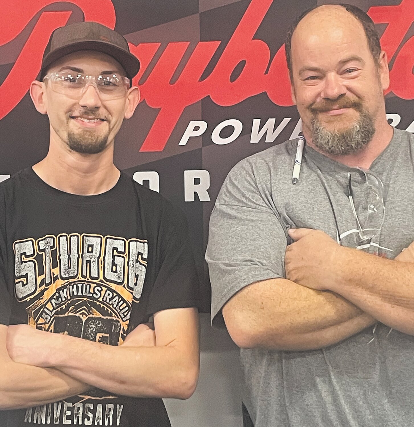Lance Norman, left, celebrated five years at Raybestos Powertrain. He is pictured with Chris Conkright.
