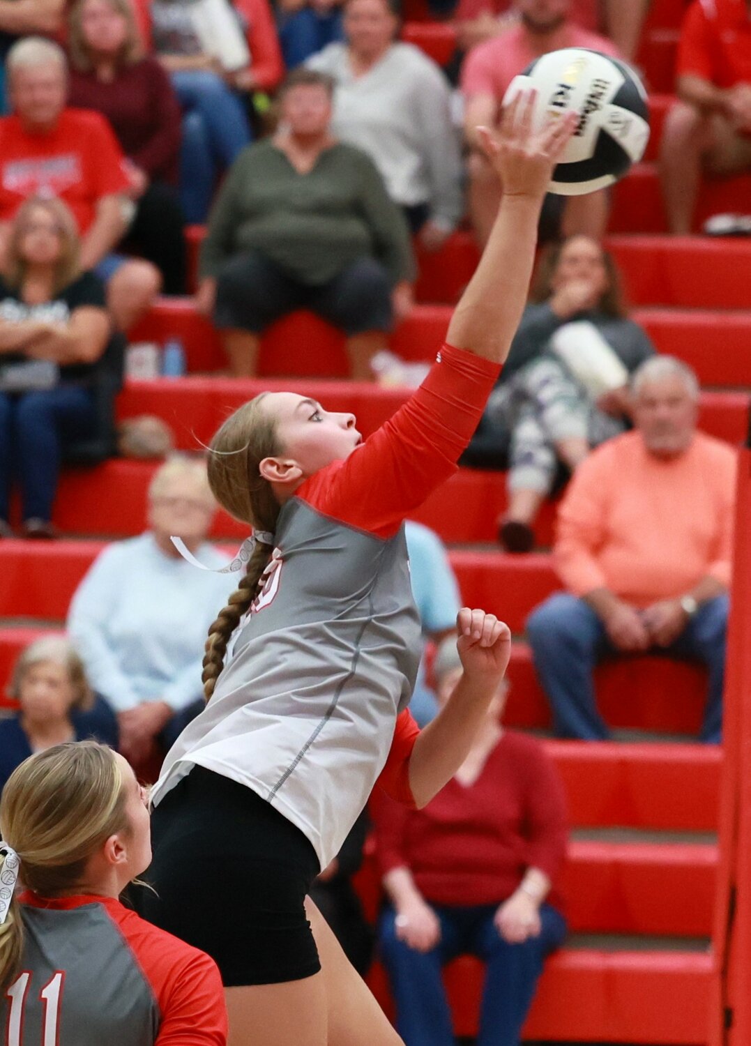 Senior Cheyenne Shaw was a big presence at the net for the Mounties all season.