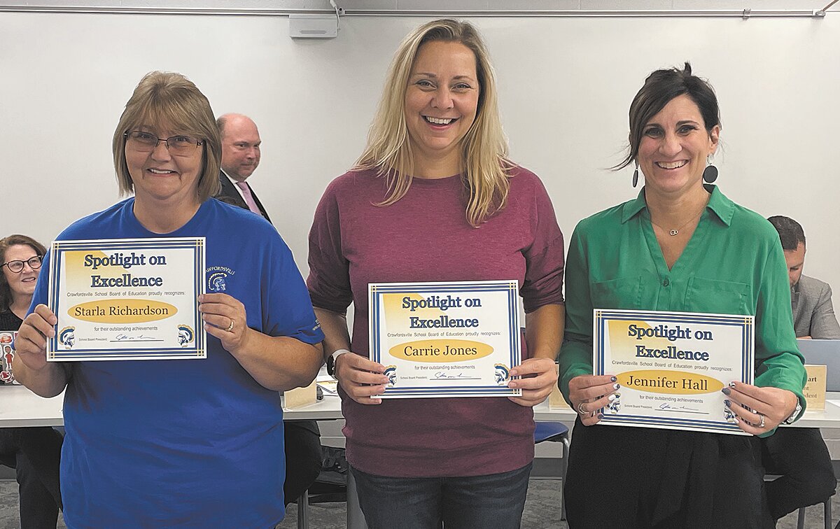 Starla Richardson, Carrie Jones and Jennifer Hall were recognized during the Spotlight on Excellence portion of the board meeting. The trio, along with Jack Taylor who was not present, were award winners in the 2023 Journal Review Best Of contest.