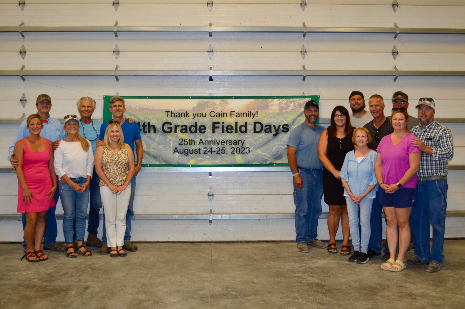 Members of the Cain family pose for a photo during the 25th annual Fourth Grade Field Days at their Darlington area farm.