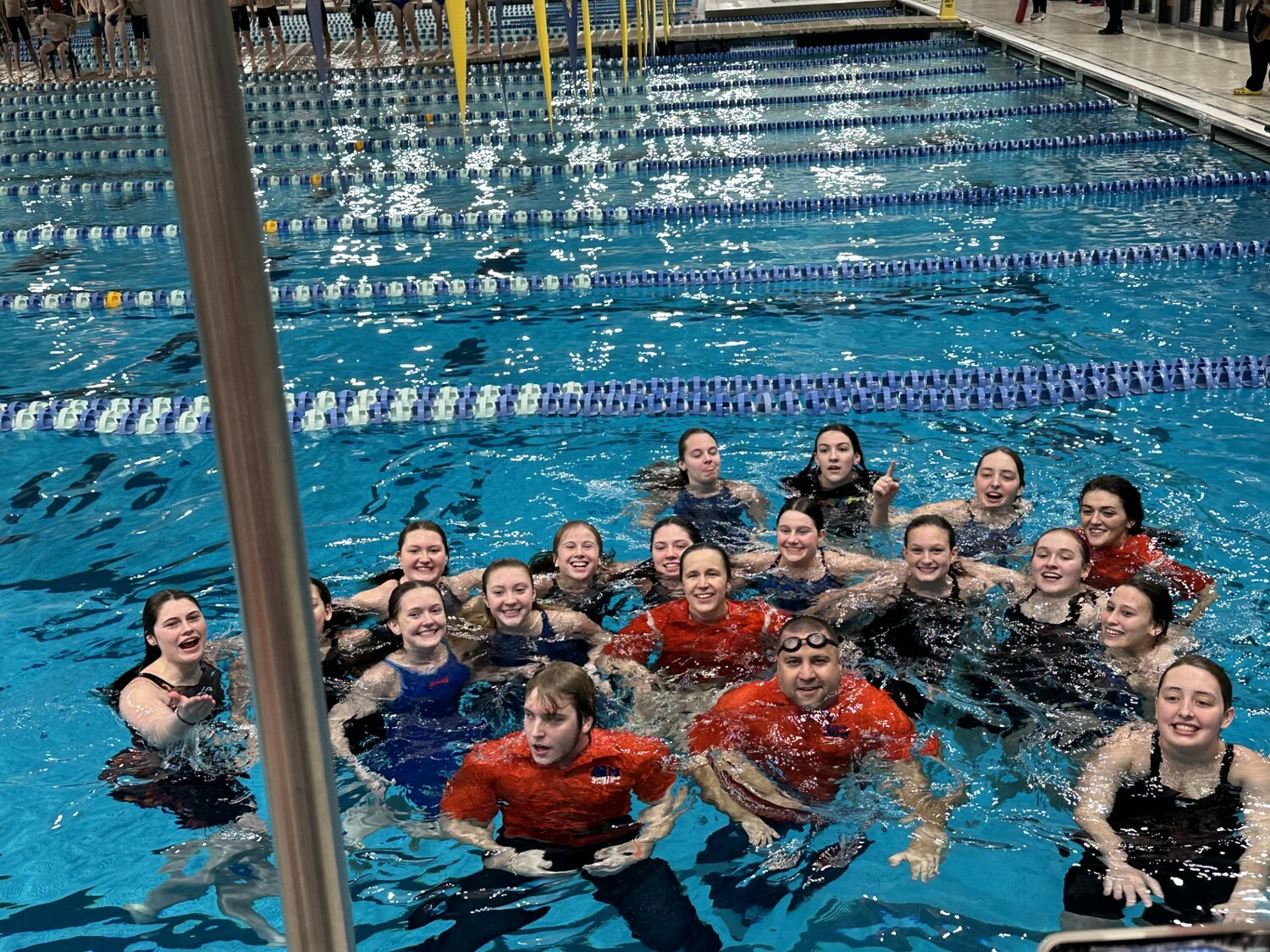 North Montgomery girls swimming held off county rival Crawfordsville for the teams first SAC title since 1993 on Saturday.