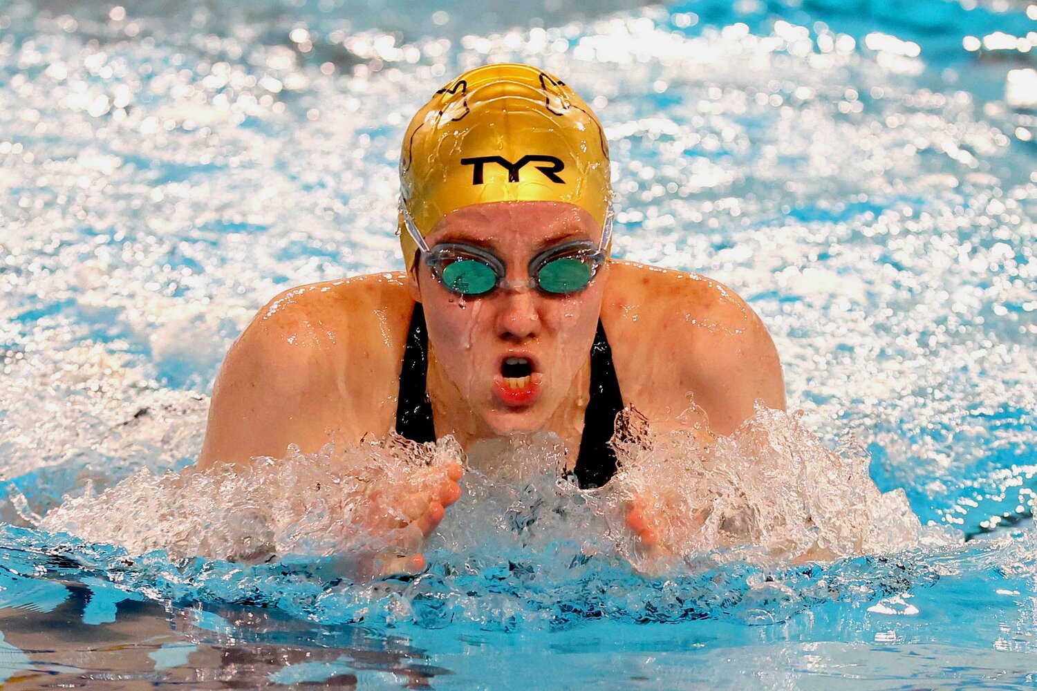 Mary Rice of Fountain Central - winning the 100 breast at the Crawfordsville swimming sectional