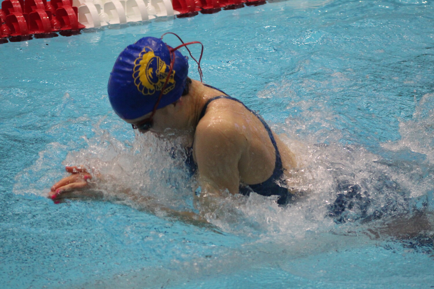 CHS junior Guinevere Schmitzer-Torbert swims her leg in the 200 medley relay.