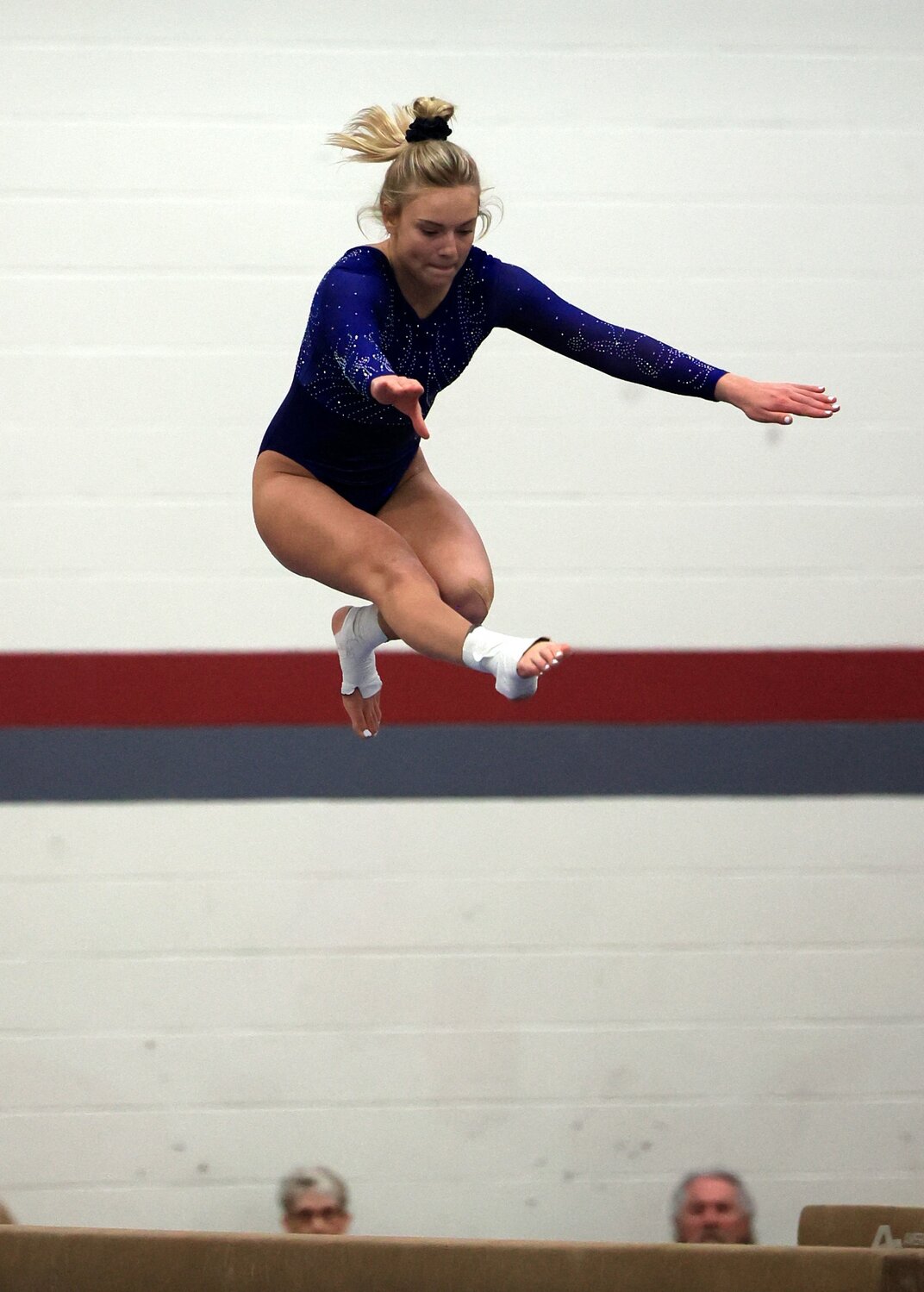 North Putnam's Barbie Fuchs is the first gymnast in North Putnam school history and was invited to compete with the three county schools on Monday.