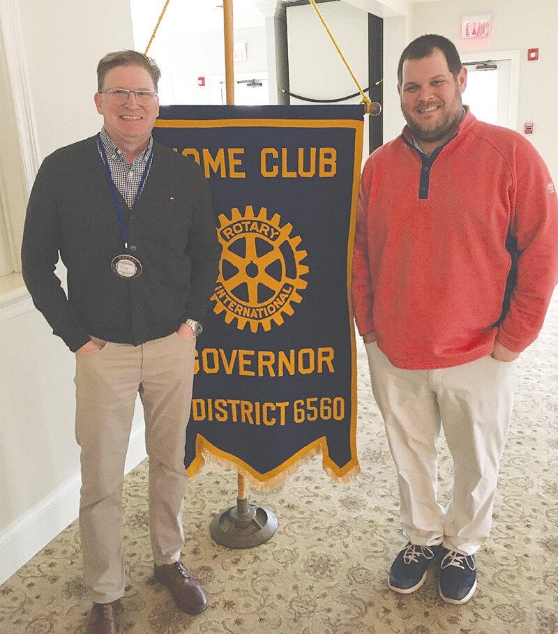 Cameron Marine, director of golf at the Crawfordsville Country Club, spoke to the Crawfordsville Rotary Club at their noon meeting. Marine has been a professional golfer for 18 years and is beginning his third year at the club. He is in charge of all golf events there. The Amateur Junior Golf was started up again in 2022. Marine will be working with Rocky Ridge Golf Club and Crawfordsville Municipal Golf Club to get all three golf courses involved in an event later this year. The Crawfordsville Rotary Club Outing will be held on Aug. 3. Marine is pictured with Tom Klein, left.