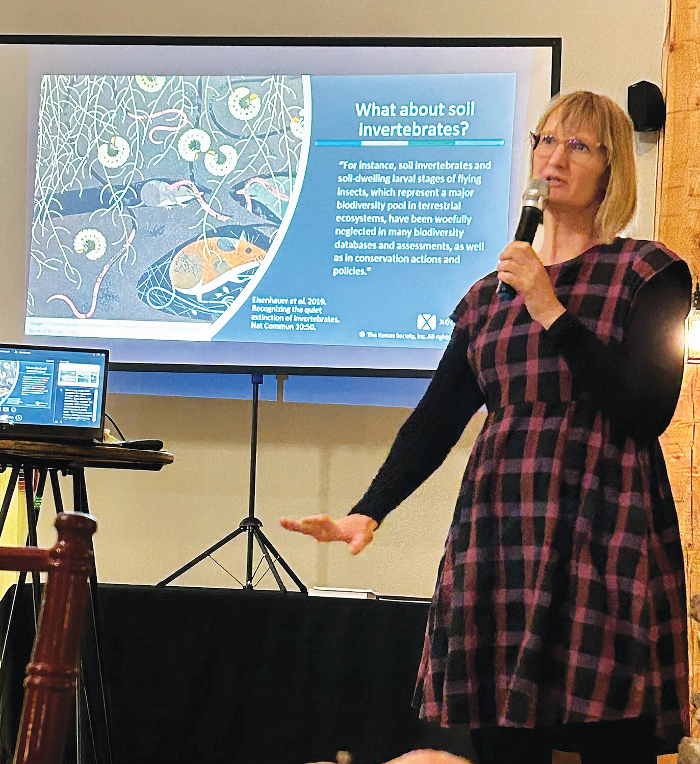 Stephanie Frischie of the Xerces Society was guest speaker Monday at the annual meeting of the Montgomery County Soil & Water Conservation District. This year's event was held at Stone Creek Lodge.