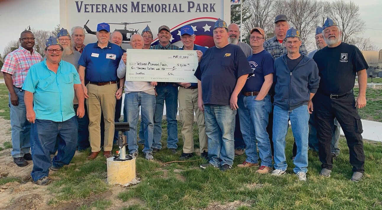 Veterans memorial park recently received a $4,000 donation from the Sons of American Legion. The park also recently had a new addition out front with a Vietnam helicopter being delivered.