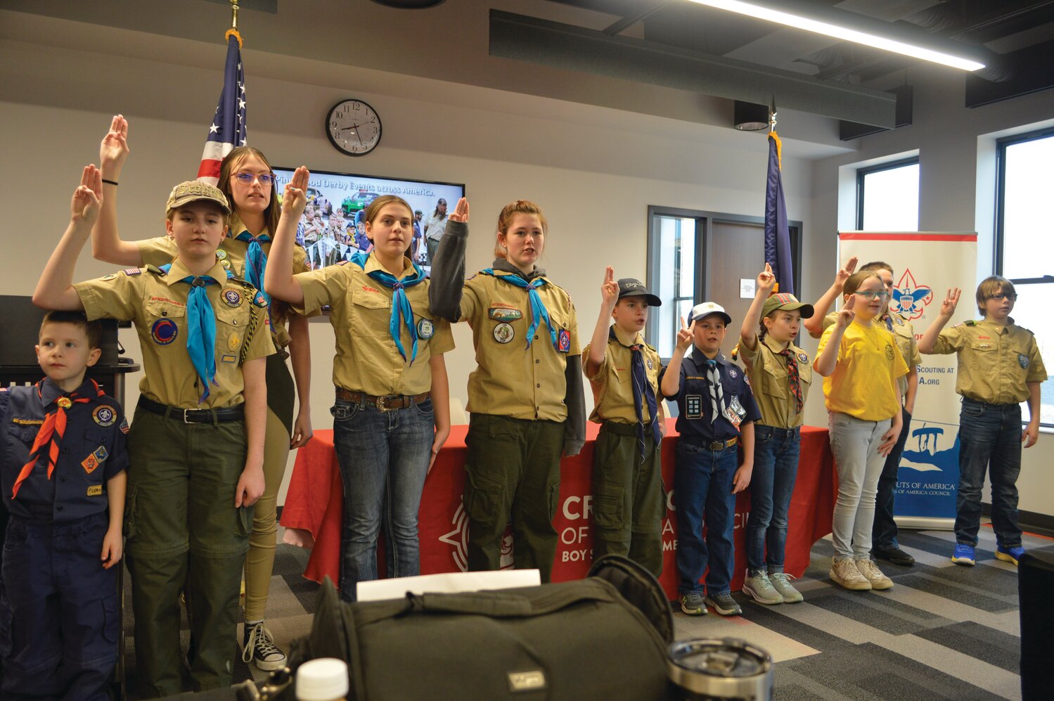 The scouts in attendance started the day by presenting the colors and reciting the scouts oath.