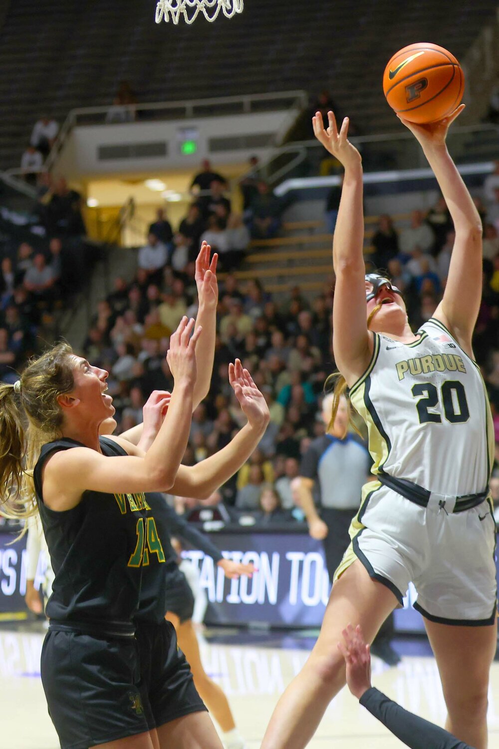 Mary Ashley Stevenson of Purdue - shooting a lay-up versus Vermont